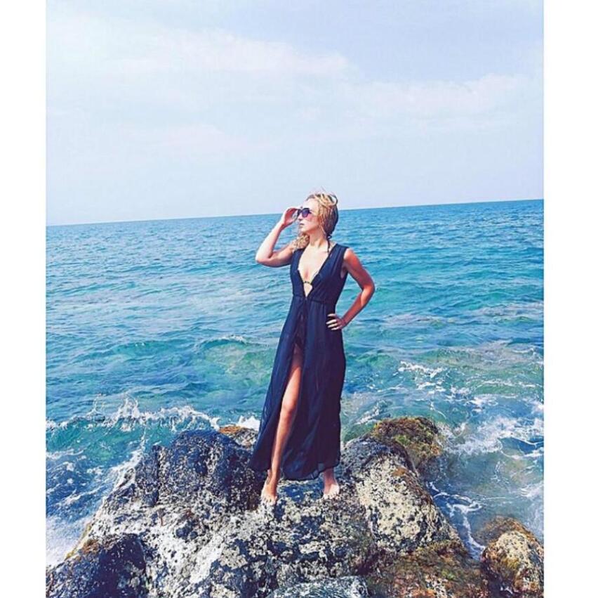 Ladies Summer Sleeveless Bandage Solid Floor Length Big Swing Cardigan Beach Sun Protection Shirt