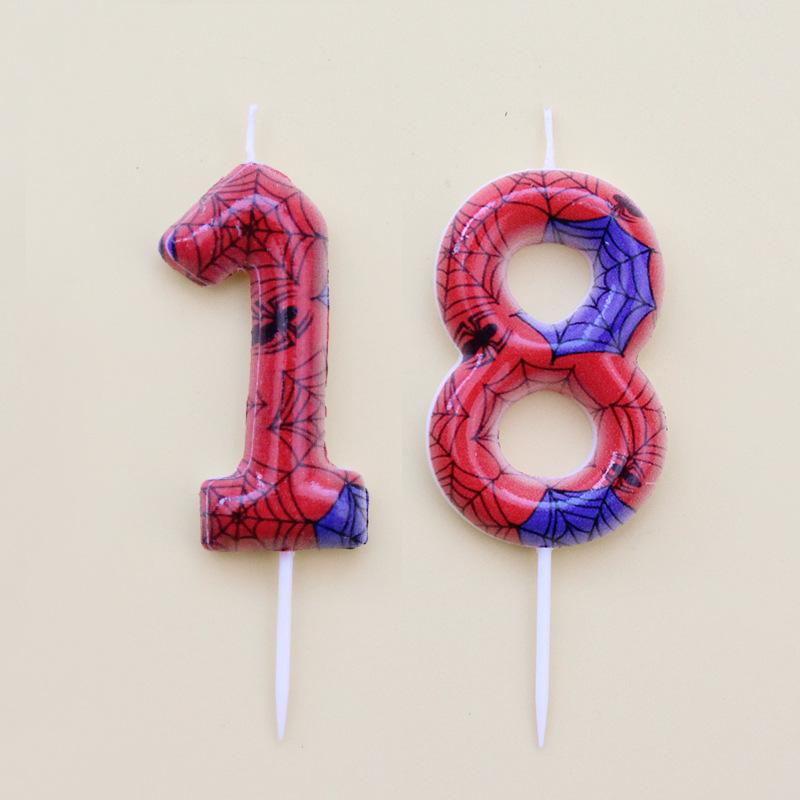 New Spider-Man Themed Number 0-9 Candle Birthday Party Scene Decoration Number Candle