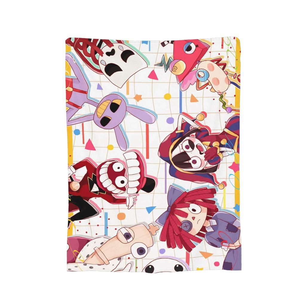 Le Incredibili Coperte del Circo Digitale in Pile Primavera/Autunno Coperte da Viaggio Portatili Leggere per Divano di Casa Trapunta