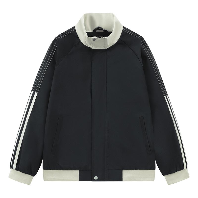 

Men s Spring and Autumn Stand Collar Jacket New Three-stripe Jacket Spring Couple Youth Tops for Women 3XL