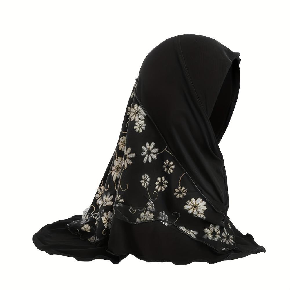 Elastic Solid Kids Turban Cap Flower Net Instant Headscarf Can Fit Islamic Scarf Shawl Islamic
