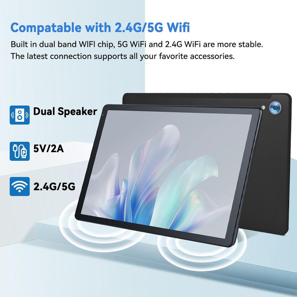 10.1 INCH Dual Band Wifi Pad 128GB Tablet 5000mAh Octa-Core Android 15 HD