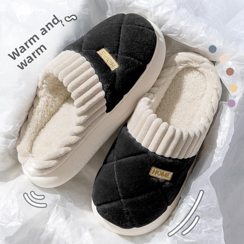 Cotton Slippers for Indoor, Home, and Outdoor Wear. Plush Warm, Thick Soled, Non Slip Cotton Shoes for Men, Floor Slippers
