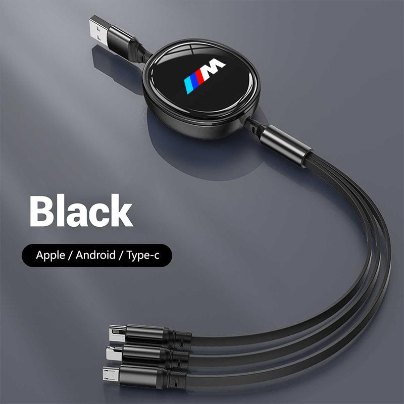 100W Data Cable 3 in1 Fast USB Cable Retractable Charging Line Micro USB Type C Charger Cable For BMW M E36 E39 E93 G20 G21 X6