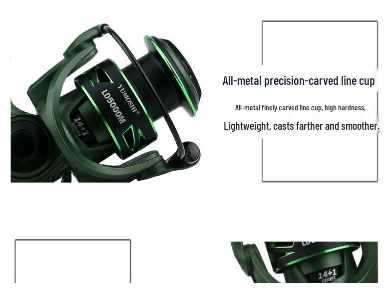 YUMOSHI Gapless Spinning Fishing Reel, Metal Line Cup, Rocking Arm for Sea and Rock Fishing.