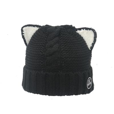 Cute Cat Ears Knitted Hat Children Winter Korean Version Warm Ear Protection Cold Hat Show Face Small Wool Hat Internet Celebrity