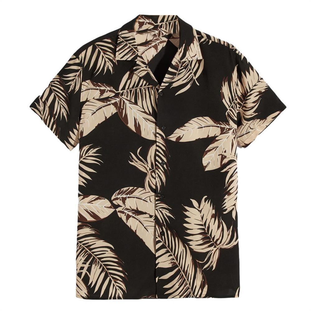 Retro Hawaiian Flower Shirt For Men Summer 3d Print Plants Leaves Short Sleeves Button Down Shirts Beach Tops Blouse Clothes