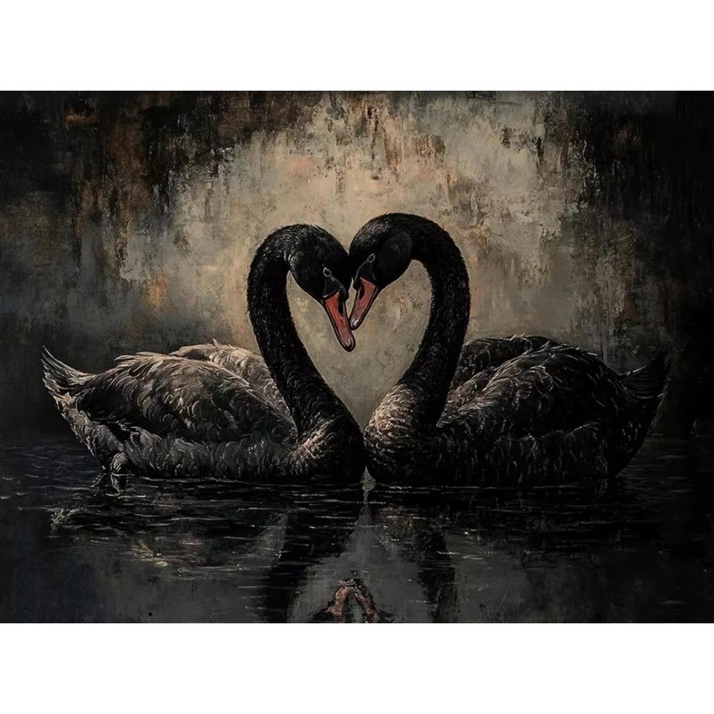 Canvas Dark Forest Wildlife Fox Lion Black Swan Retro Posters Prints Wall Art Picture Living Room Home Decor Wall Decor