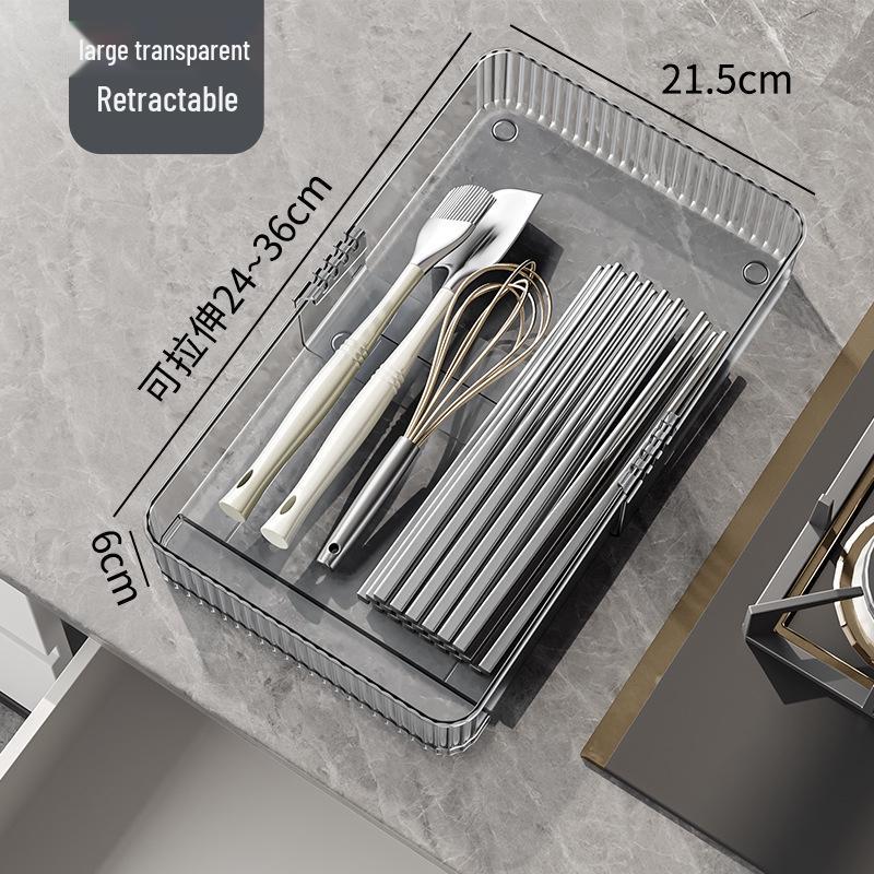 Retractable Drawer Organizer with Built-in Dividers for Vanity, Kitchen, and Office