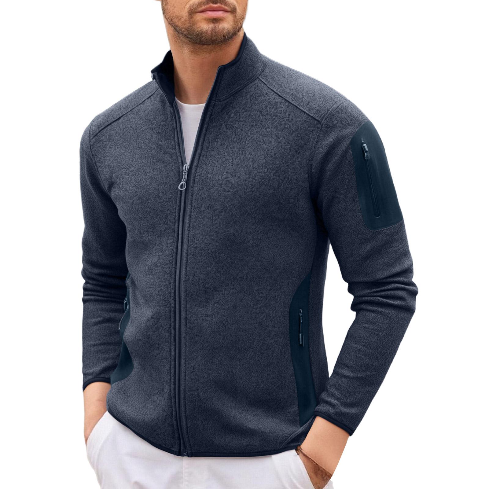 

Мужской кардиган со стойкой, согревающий, согревающий, пальто XXXL синий