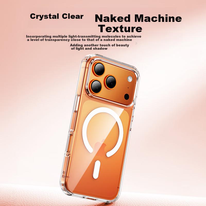 Magnetic Adsorption iPhone 17 Pro Case, Apple 17 Full Protection Cover Transparent Airbag, Wireless Charging Compatible