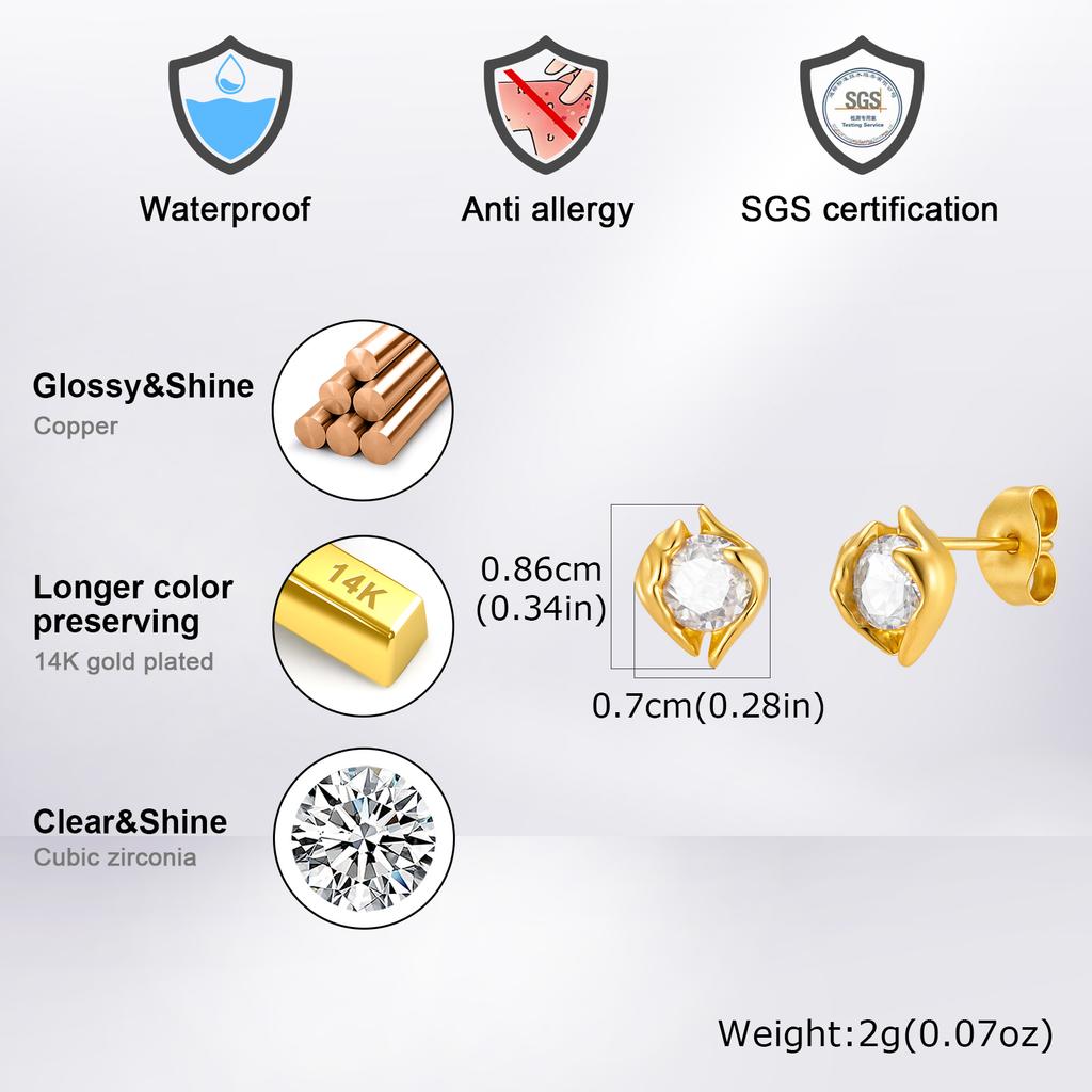 Geometrische Kleine Ohrstecker für Herren, Hypoallergenes Metall Zirkon Ohrringe, Hip-hop Rock Piercing Schmuck Geschenke