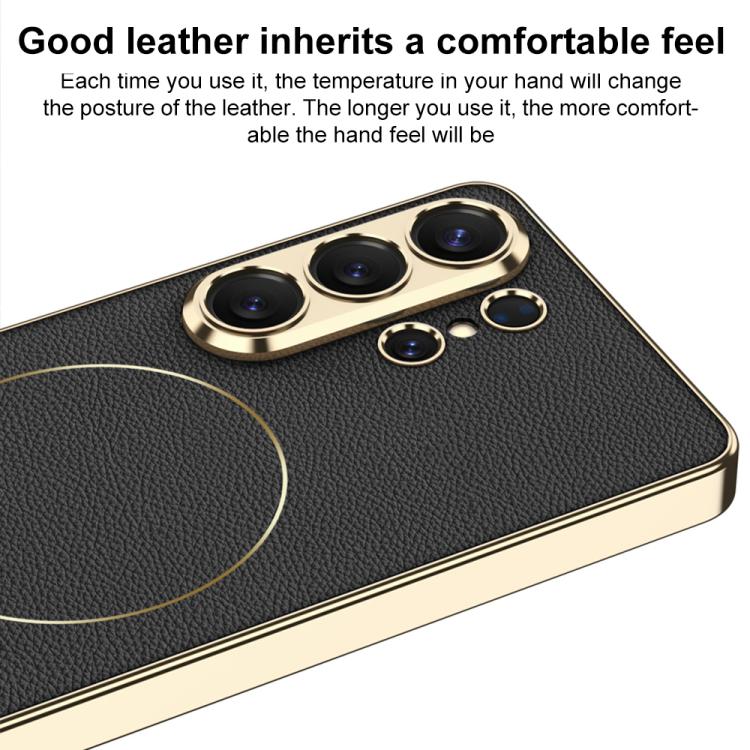 Electroplated Leather TPU Magnetic Nickel‑Ring Protective Phone Case For Samsung Galaxy S26 Ultra 5G