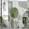 Modern Geometric Round Leaf Minimalist Shower Curtain, Bathroom Decorative Shower Curtain, Waterproof Shower Curtain with Hooks