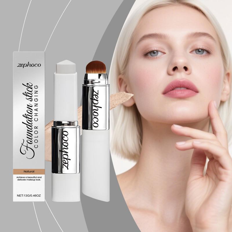 2 in 1 Foundation Stick Color Changing High Concealer Moisturizing Long Lasting Makeup for Busy Mornings