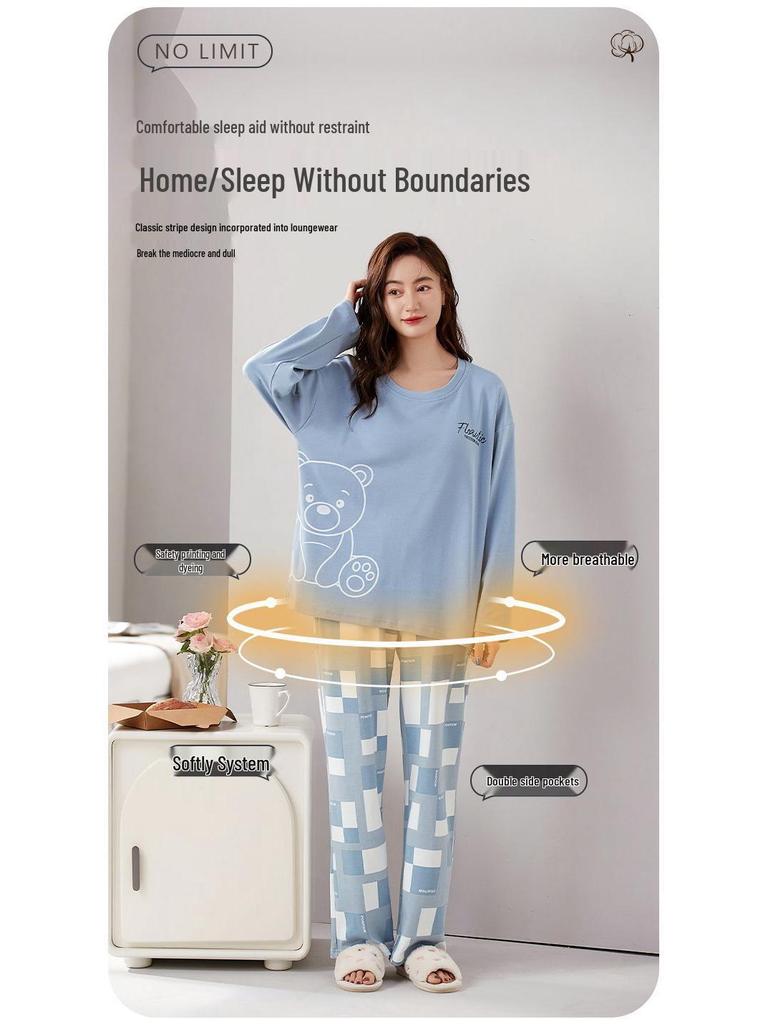 Damen Langarm Pyjama Set mit Brustpolstern - Übergröße, Freizeitkleidung für Zuhause oder Draußen