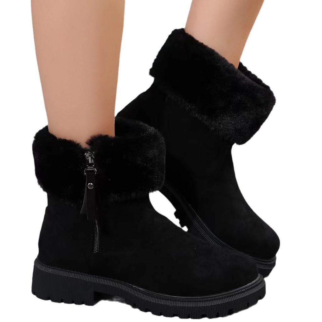 2025 New Autumn and Winter Large Size Foreign Trade Women's Cotton Shoes Piled Thickened Warm Cotton Shoes Winter Warm Shoes