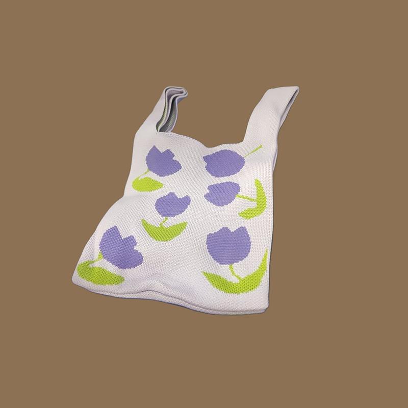 

Women S Knot Wrist Bag Tote Handmade Knitted Bag Portable Mini Striped Bucket Phone Bags Large Capacity Autumn Winter Handbags