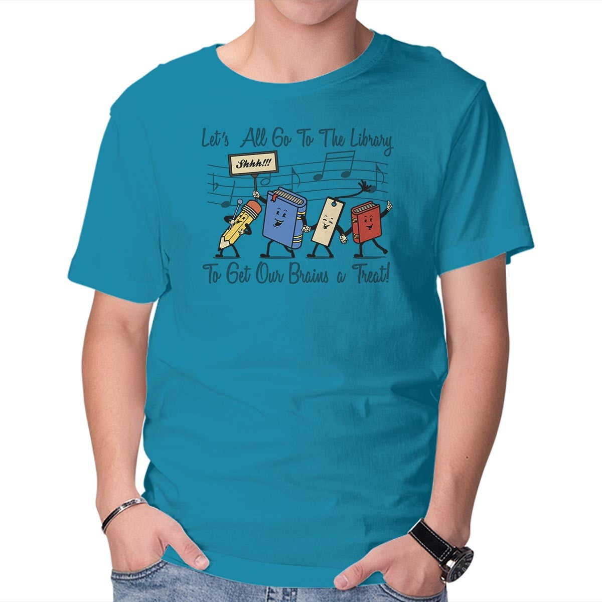 Unisex Crew Neck T-Shirt Feed Your Mind Graphic Short Sleeve Casual Tee M