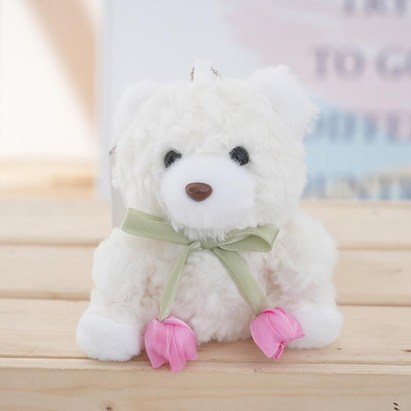 Plush Flower Bear Keychain With Soft Pp Cotton For Women And Girls
