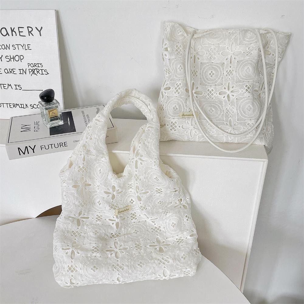 5 Embroidered Lace Summer Gentle Fairy Shoulder Bag Pastoral Large Capacity Commuter Tote Bag Vest Bag