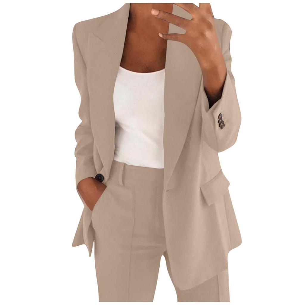 Damen Frühlingsmode Polo Senior Schlanke Revers Strickjacke Temperament Anzug Jacke Set Plus Größe