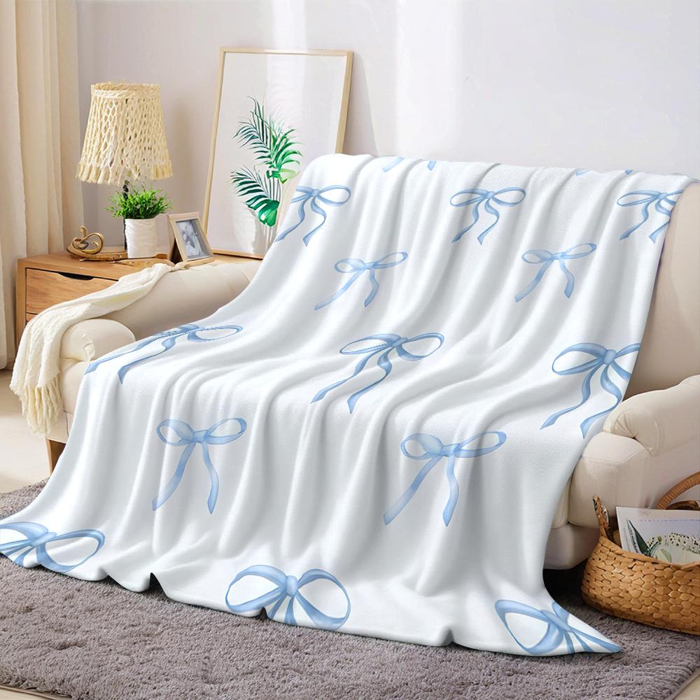 Jmg Household Supplies Unisex Blue Baby Bow Flannel Blanket Warm Soft Halloween Christmas Couch Warm Cozy Decorative Decor Gift For All Season