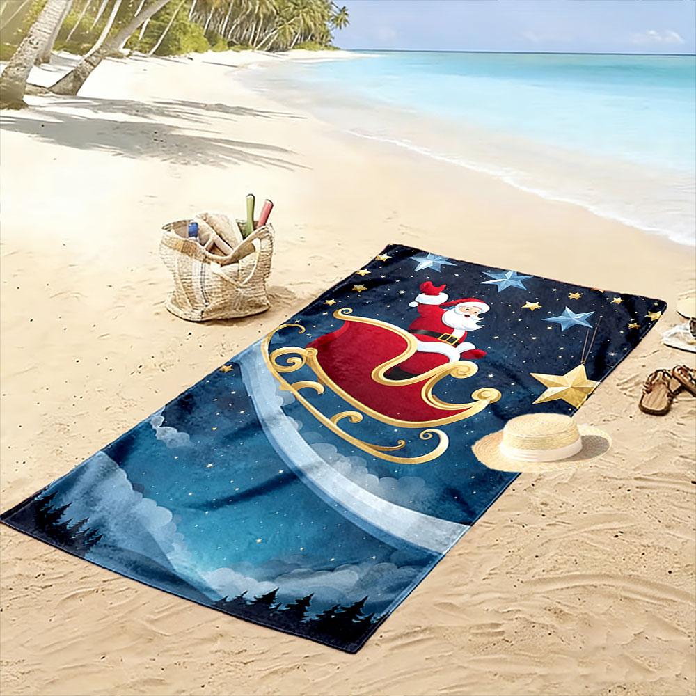 Sleigh gliding through starlight Print beach towel, quick drying, suitable for travel, outdoor sports, jogging, the beach and swimming, gift