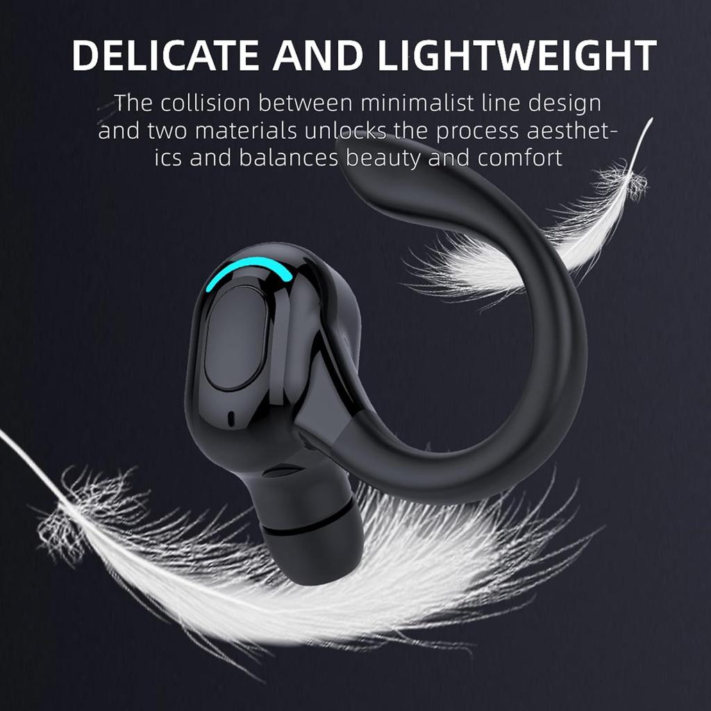 Wireless Earbuds with Earhooks Single Bluetooth Earpiece Sports Headphones Over the Ear Running Workout Wrap Around Earbuds 20H Long Battery Life