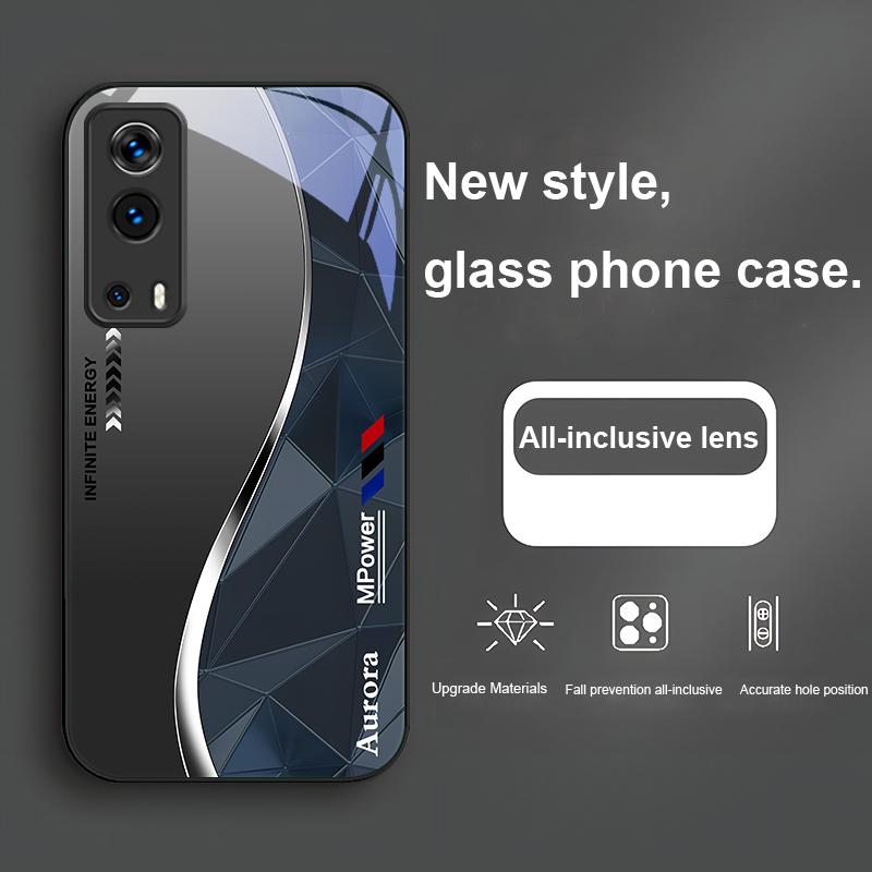 

Геометрический элемент Черный Для VIVO Y72 X100 Pro Y55 16 V20 29 V30 X60 Pro Y11s Y20 X80 Pro 5G Y36 4G V23e Закаленное Чехол для Телефона For Vivo Y72 5G