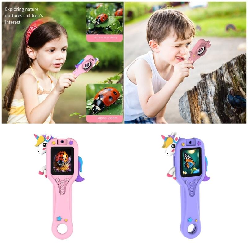 Handheld Kids Microscope Toy 500X 2 Display LED Light Educational Gift For Boys Girls Age 3 13