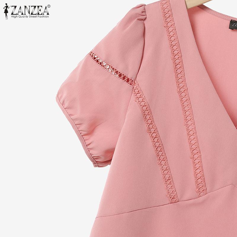 ZANZEA Damen Kurzarmbluse und Shorts Sommer Zweiteiliges Anzug-Set