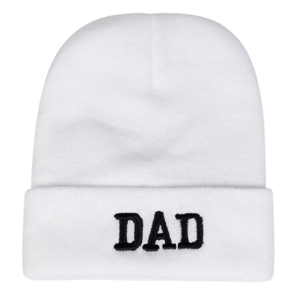 Unisex Dad Mom Letter Embroidery Beanies Autumn Winter Warm Beanie Hat Caps For Women Men