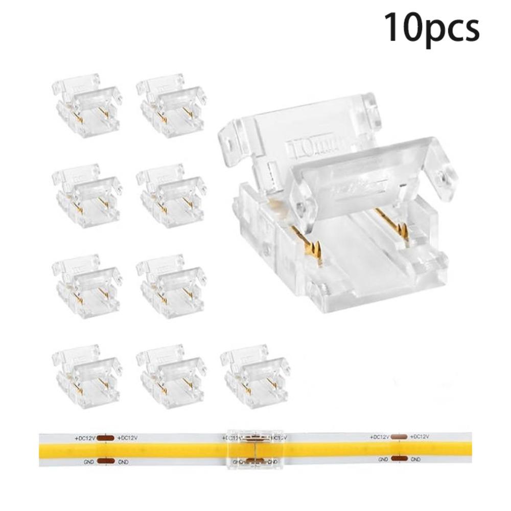 

10pcs 8mm/10mm COB LED Strip Connectors Reusable DIY Cabinet Light Connectors Solderless 2Pin Wire Connectors Lighting Projects