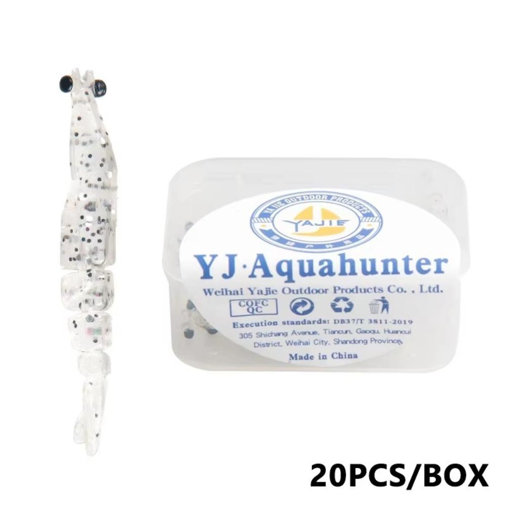20pcs/box 4cm Length Luminous Shrimp Swimbaits Soft Silicone 0.45g Weight Glowing Fishing Lure Luminous Design Glowing Effect