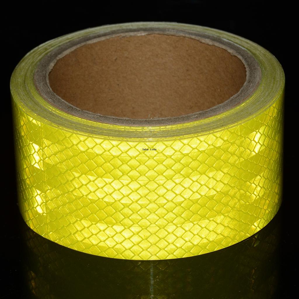 5cm*5m Fluorescent Yellow PET Reflective Waterproof Sticker Warning Reflectors Strip Diamond Grade Adhesive Tape For Truck Trail