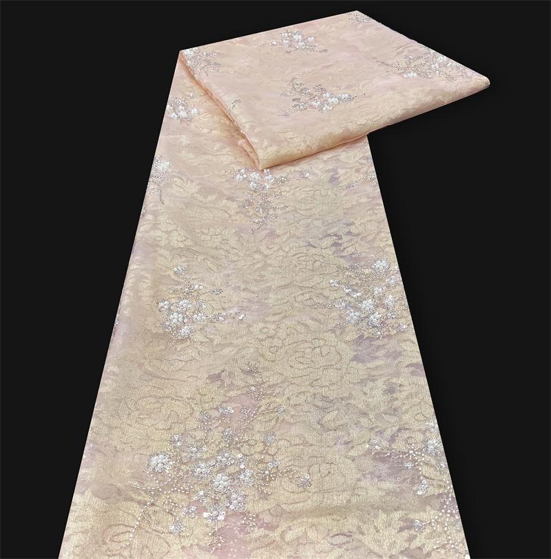 

French Fashion Butterfly Mesh Fabric African Handmade Sequined Lace Fabric for Sewing Nigerian Girl Dress Sewing Fabric 1Yard 1Yard рожевий