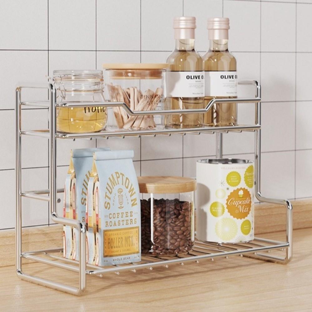 Versatile Kitchen Organizer Rack 2 Layer Spice Shelf New Storage Basket  Bathroom