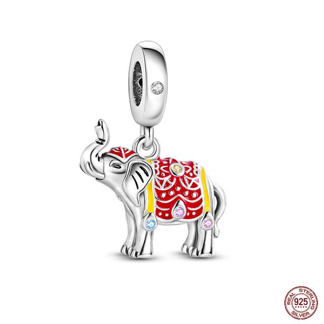 New 925 Sterling Silver Red Color Series Heart Shape Charms Beads Lucky Jewelry Gifts