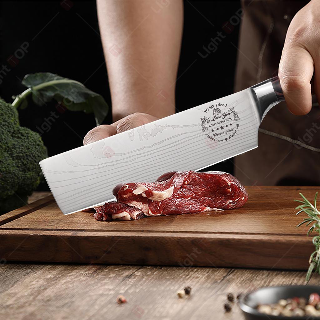 Professional Japanese Chef Knife Damascus Laser Kitchen Knives Meat Cleaver Santoku Slicing Fruit Utility Knife with Gift Box