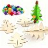 70Pcs DIY Handmade Christmas Tree 3D Painting Christmas Tree Ornaments Parent-Unisex interaction Painted Wood Chips