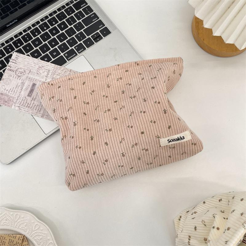 510133 Corduroy small floral cosmetic bag large capacity portable toilet bag liner bag travel sub-packaging storage