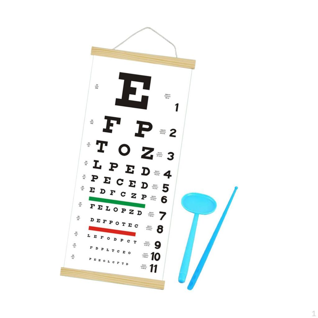 Educational Eye Chart Featuring Hand Pointer And Occluder for Adults Children