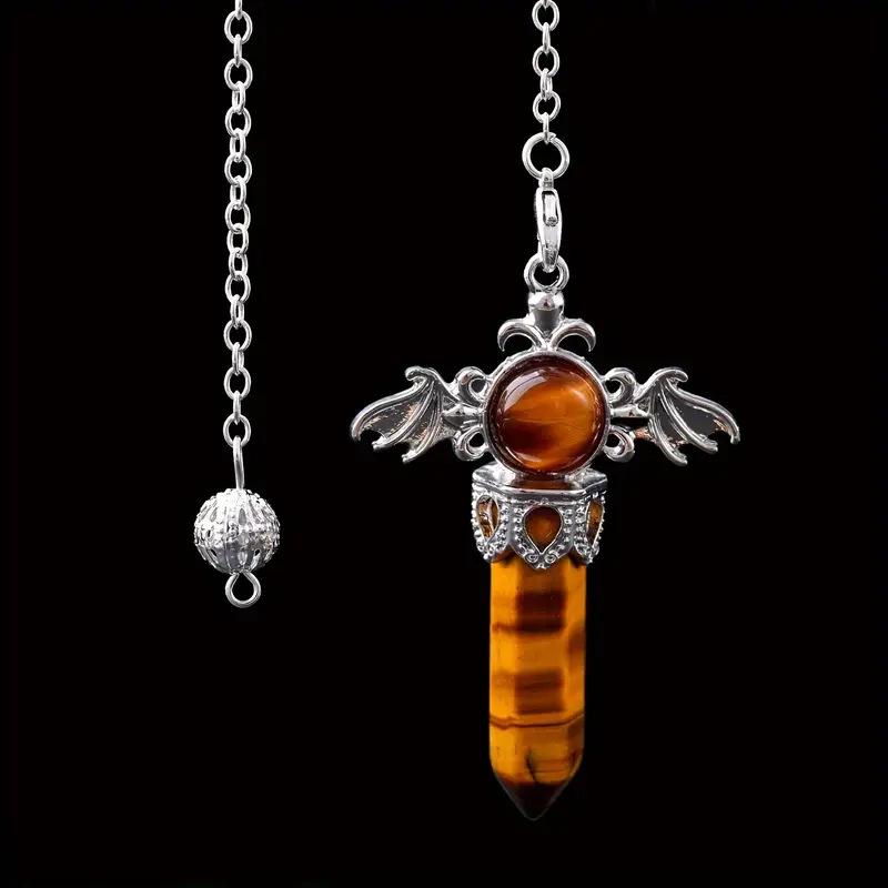 Natural Stone Angel Hexagonal Crystal Pendant - European-American Style