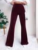 Ladies, High Waisted, Corduroy, Flared Pants, Solid Color, Casual Pants, Wide Leg Pants, Long Pants