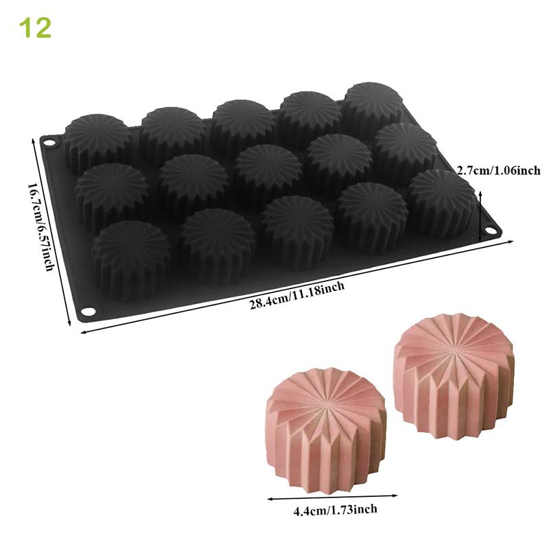 15 Cavity Wavy Lace Cylindrical Silicone Cake Mold Party Dessert Making Tools Mousse Cake Mold Kitchen Pastry Baking Supplies
