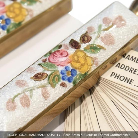 1/2/3Pcs Enamel Flower Brass Phone Book Handmade Vintage Chinese Style Mini Pocket Portable Floral Phone Directory Address Book Collectible Decoration
