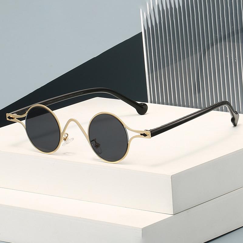  Retro Round Metal Punk Rivets Men Sunglasses Shades UV400 Fashion Leopard Blue Gradient Women Sun Glasses