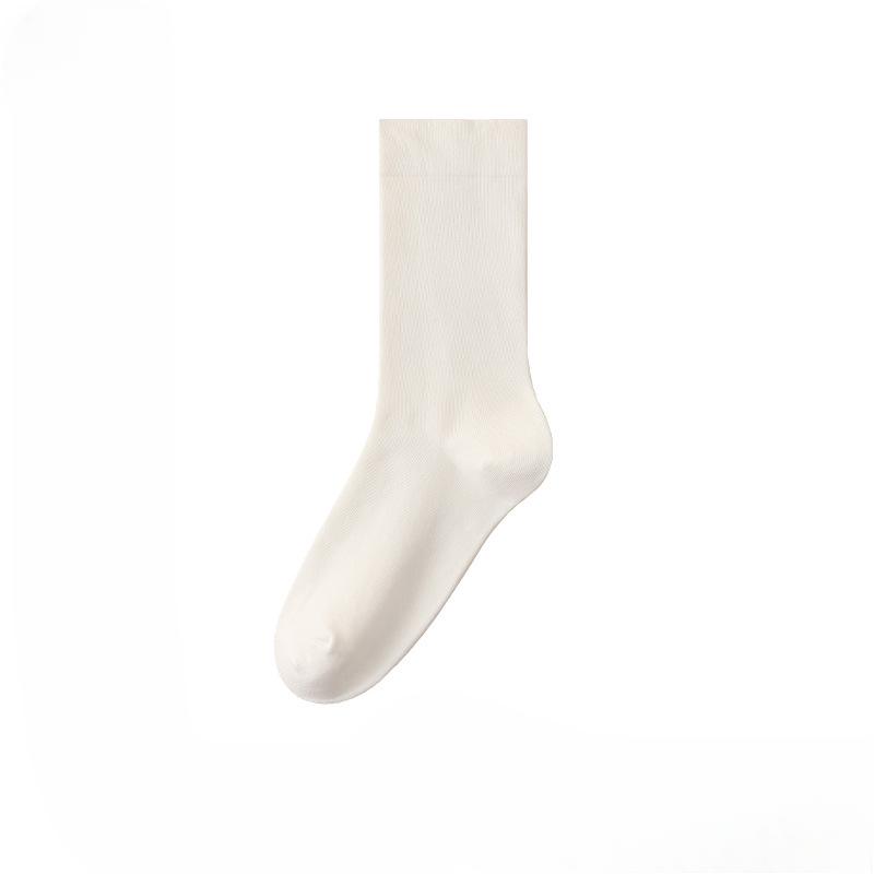 Female Spring and Autumn Pure Color Sweat Absorption Breathable Boneless Month In The Tube Pile Socks
