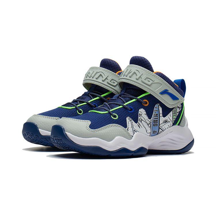 Li Ning Kids Pioneer Team 2.5 Comfortable Versatile Non-Slip Shock Absorbing Wear-Resistant Casual Shoes Kids Casual Shoes Navy-Blue YKNS092-5